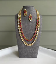 Load image into Gallery viewer, Ruby kundan Two layer Long Back side Meenakari Necklace set
