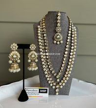 Load image into Gallery viewer, Two Layered Dabi kundan Long Necklace set with maangtikka
