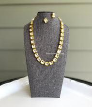 Load image into Gallery viewer, Single line Square Back side Meenakari Kundan Necklace set Mahika
