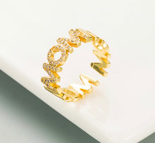 Load image into Gallery viewer, Mom Copper Golden Rhinestone Adjustable Ring IDW
