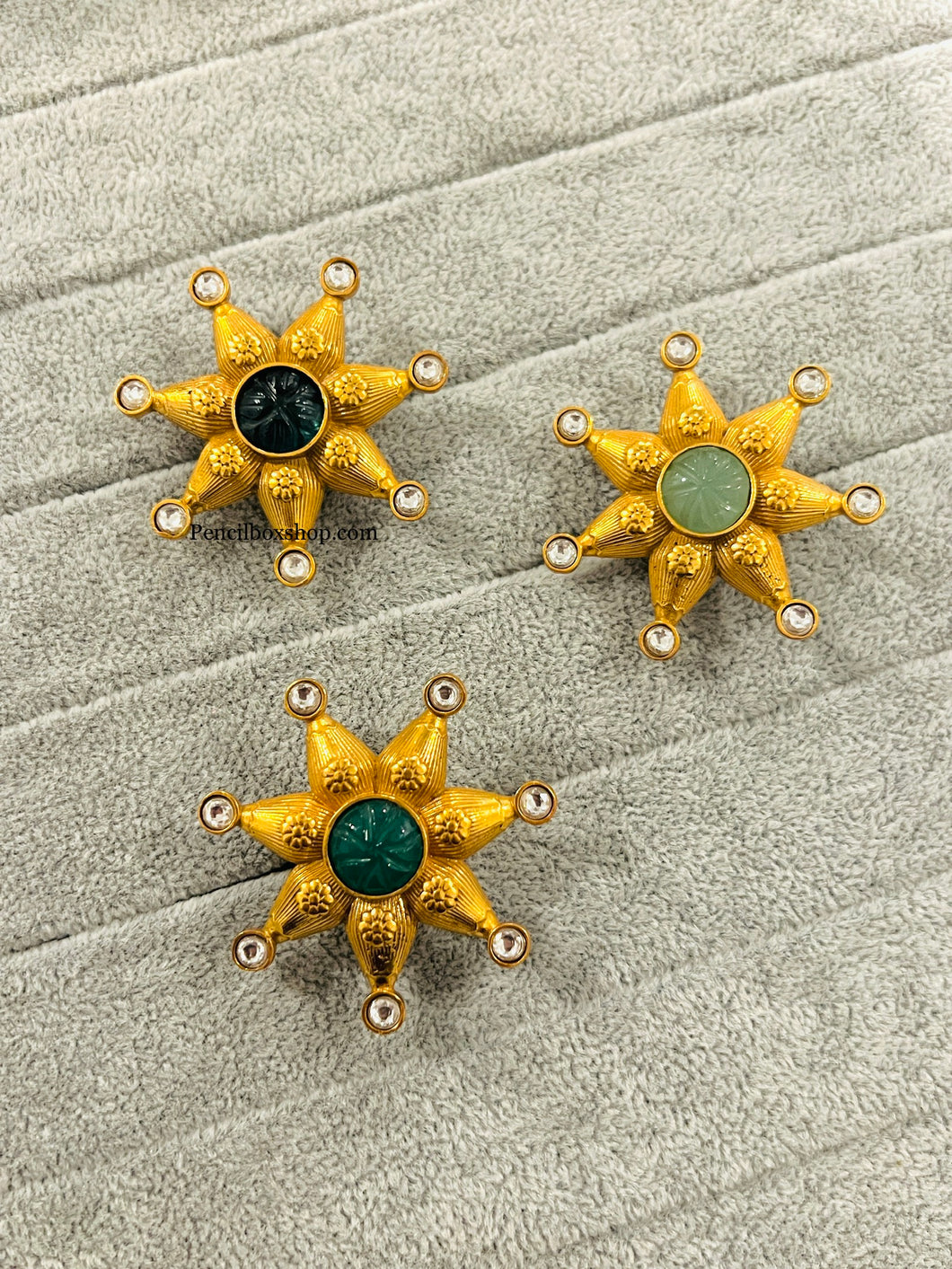 Amarpali Brass Made Carved Stone Star kundan adjustable Ring