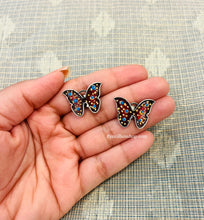 Load image into Gallery viewer, Small German Silver hand painted Butterfly Stud Earrings

