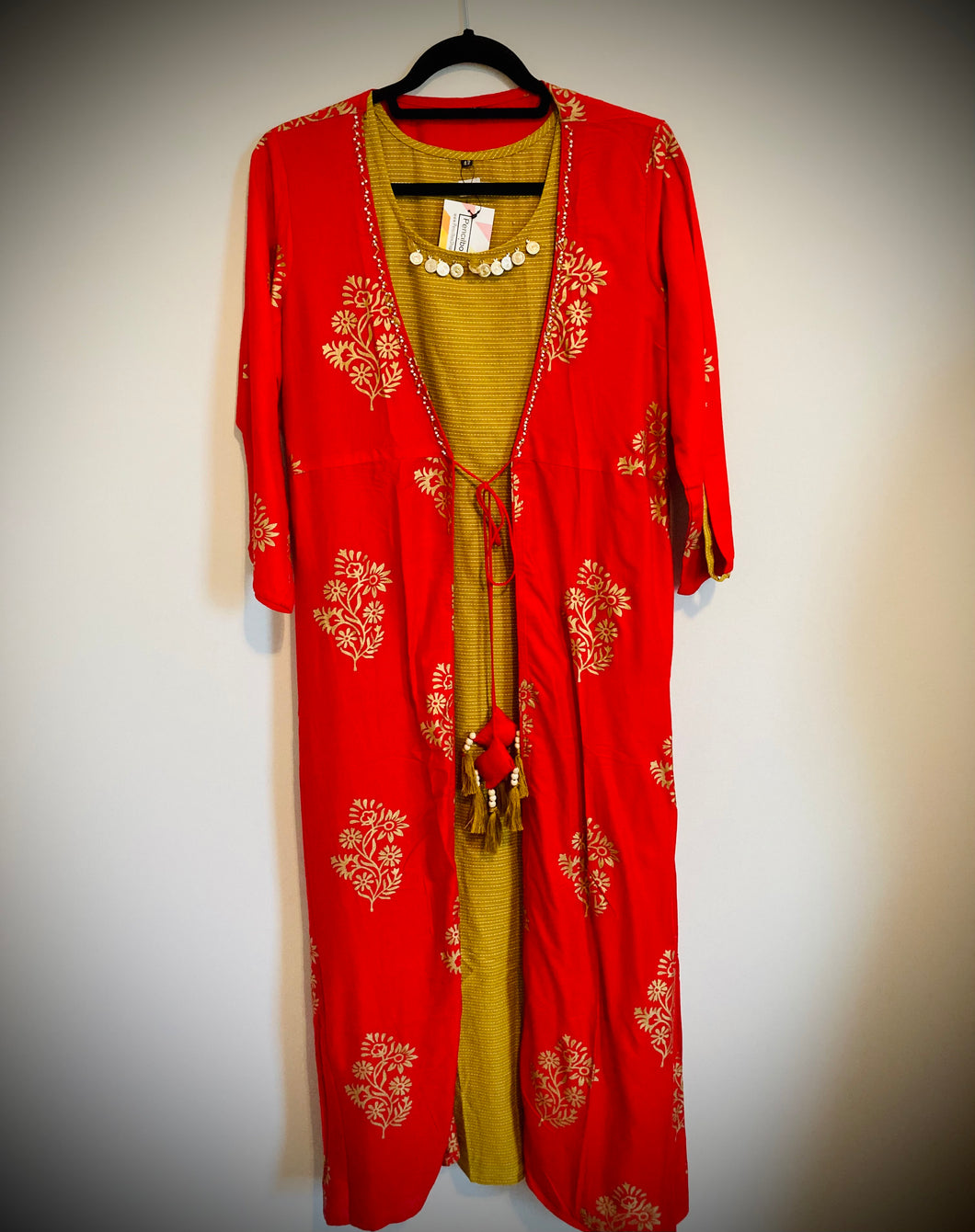 42 size Red Green 2 pc cotton dress 42 size only