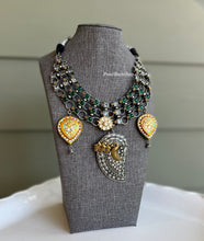 Load image into Gallery viewer, Dual Tone German silver Fusion Kundan stone necklace set
