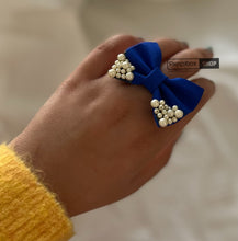 Load image into Gallery viewer, Handmade Bow Blue pearl Ring
