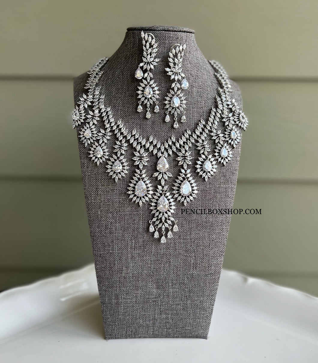 Statement  Designer American Diamond Hanging Necklace set
