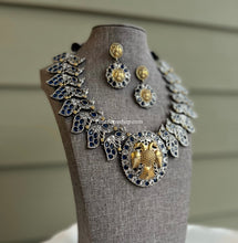 Load image into Gallery viewer, German silver Stone Dual Tone Peacock Statement necklace set
