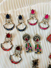 Load image into Gallery viewer, German silver Afghani Tribal Medium size earrings
