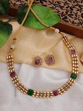 Load image into Gallery viewer, Glass Stone Golden Simple Dainty Necklace set
