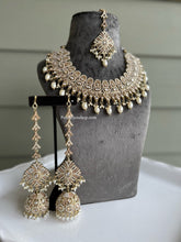 Load image into Gallery viewer, Premium Quality Statement Designer Polki Kundan Inaaya Necklace set with Maangtikka

