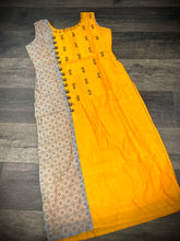 Load image into Gallery viewer, 3 pieces Orange Embroidery Half n half print Pure cotton Straight suit indian dress 42 size
