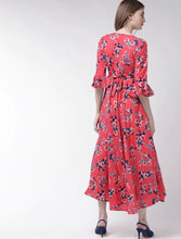 Load image into Gallery viewer, Pink Floral Maxi cape Dress 38 size
