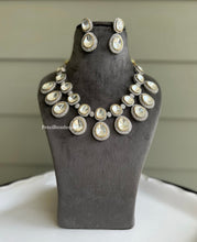 Load image into Gallery viewer, White cz uncut Stone Statement Designer Necklace set
