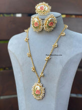 Load image into Gallery viewer, Combo set Contemporary long Flower Natural Stone Necklace Set With Earrings and ring
