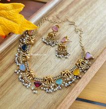 Load image into Gallery viewer, Premium Quality Elephant Guttapusalu Cz Statement Necklace set a
