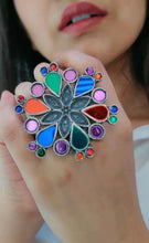 Load image into Gallery viewer, Afghani Multicolor Mirror Brass made Ring with ghunghroo
