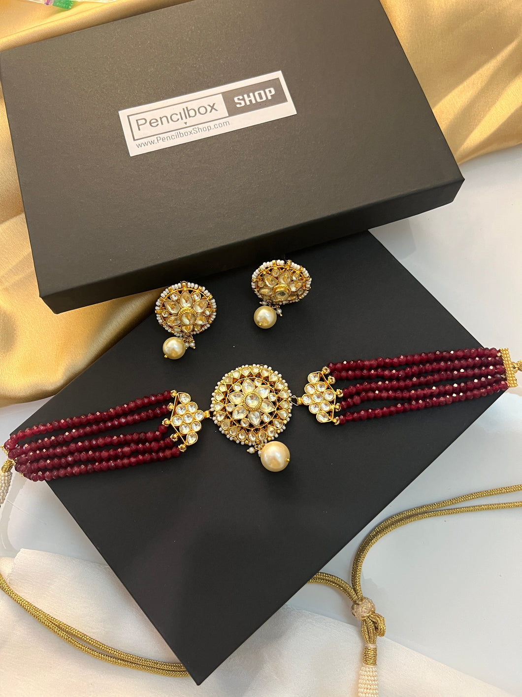 Pachi Kundan Ruby choker Necklace set