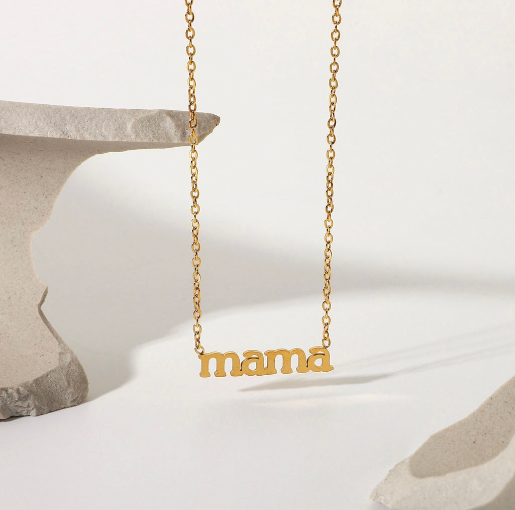 18k gold plated Mama Stainless Steel Simple Daily Wear Necklace Chain IDW