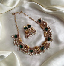 Load image into Gallery viewer, Premium Quality Elephant Guttapusalu Cz Statement Necklace set a
