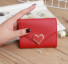 Load image into Gallery viewer, Pocket size heart buckle wallet three fold wallet
