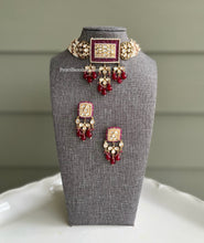 Load image into Gallery viewer, Ruby Gold Tayani American Diamond Premium choker Necklace set
