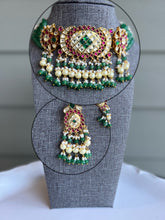 Load image into Gallery viewer, Raha Pachi Kundan Ruby Green Multicolor Designer choker Necklace set
