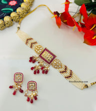 Load image into Gallery viewer, Ruby Gold Tayani American Diamond Premium choker Necklace set
