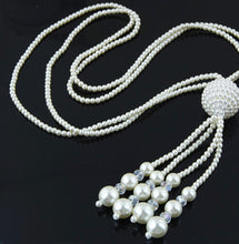 Load image into Gallery viewer, White Pearl Versatile Long Crystal Necklace IDW
