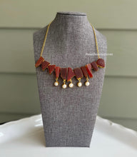 Load image into Gallery viewer, Contemporary Brown Pearl Hanging Natural Stone Necklace
