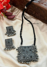 Load image into Gallery viewer, Black Long German silver Afghani Ghungroo Necklace set
