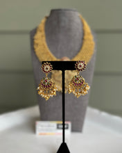 Load image into Gallery viewer, Peacock Real Kemp Stone Golden beads Temple Jewelry

