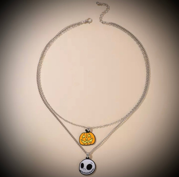Halloween pumpkin ghost Layered Necklace for women necklace comes in gift box IDW
