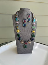 Load image into Gallery viewer, Statement Long Multicolor Glass Stone German silver Necklace set
