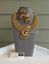Load image into Gallery viewer, Tahira Multicolor Kemp Stone Kundan Golden Designer Necklace set
