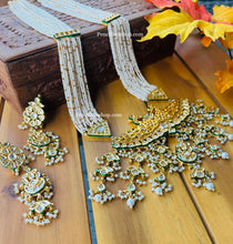 Load image into Gallery viewer, Long Kundan Double Peacock Pearl Mala Necklace set
