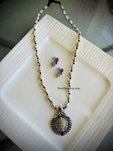 Load image into Gallery viewer, German Silver Multicolor Durga Statement Necklace set

