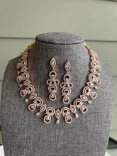 Load image into Gallery viewer, American diamond Golden White cz  Necklace set
