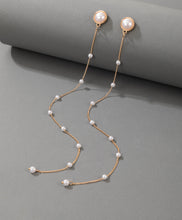 Load image into Gallery viewer, Pearl Long Golden Statement Dangling Earrings IDW
