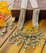 Load image into Gallery viewer, Long Kundan Double Peacock Pearl Mala Necklace set
