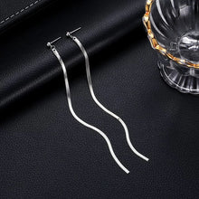 Load image into Gallery viewer, Silver Long Plain Tassel Earrings IDW
