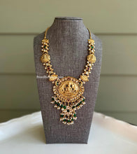 Load image into Gallery viewer, Lakshmi Ji Elephant Multicolor Real Kemp Stone Green Long Haram Necklace set
