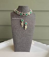 Load image into Gallery viewer, Brass made Tear drop Mirror Pearl Choker Necklace set
