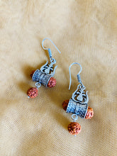 Load image into Gallery viewer, Trishul rudraksha bead Small women Oxidised Earrings
