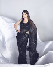 Load image into Gallery viewer, Pre order Black Sequins Saree with tassel Bollywood Style  women clothing
