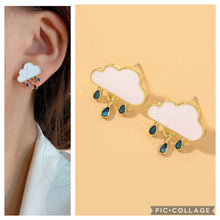 Load image into Gallery viewer, [SALE] S 92.5 post Small cloud Rain Drop  blue Stud earrings IDW comes with a gift box
