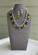 Load image into Gallery viewer, Harnaaz Kaur Series Miss Universe Kundan Rodium polish Victorian glass beads necklace set
