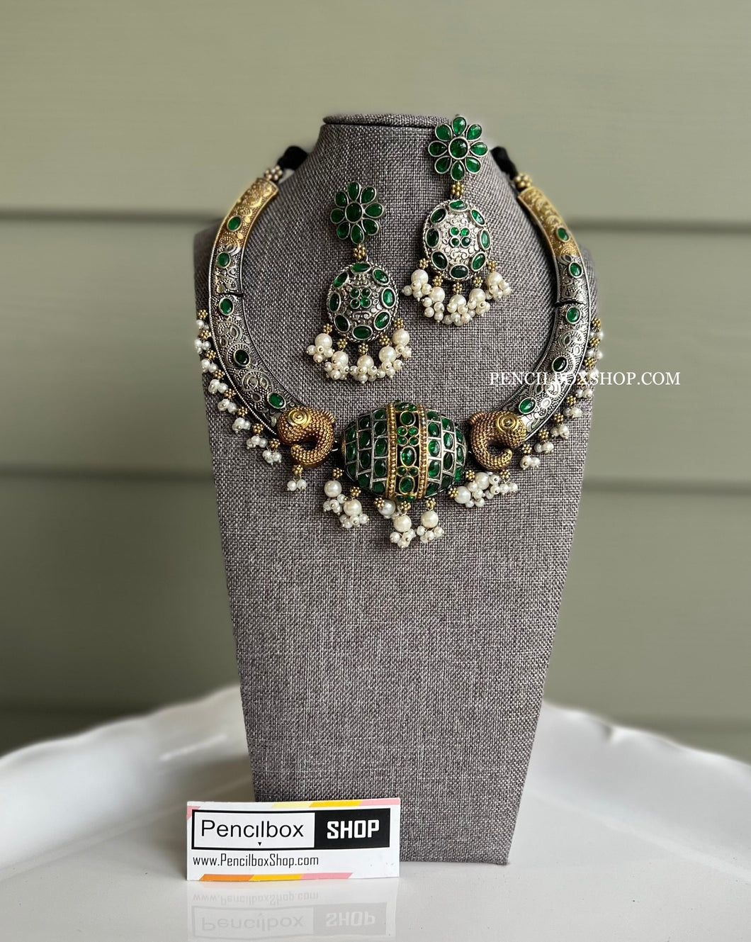 Dual Tone German silver Tribal Pearl Hasli Necklace set