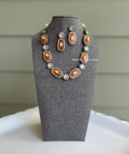 Load image into Gallery viewer, Stone Natural Stone Kundan Statement necklace set

