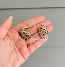 Load image into Gallery viewer, Peacock mango design Real kemp Stone Stud Earrings
