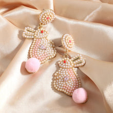 Load image into Gallery viewer, Cute Beaded Bunny Rabbit Fur Earrings IDW
